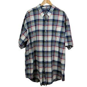 Chaps Plaid Short Sleeve Shirt Men’s 3XLT Cotton